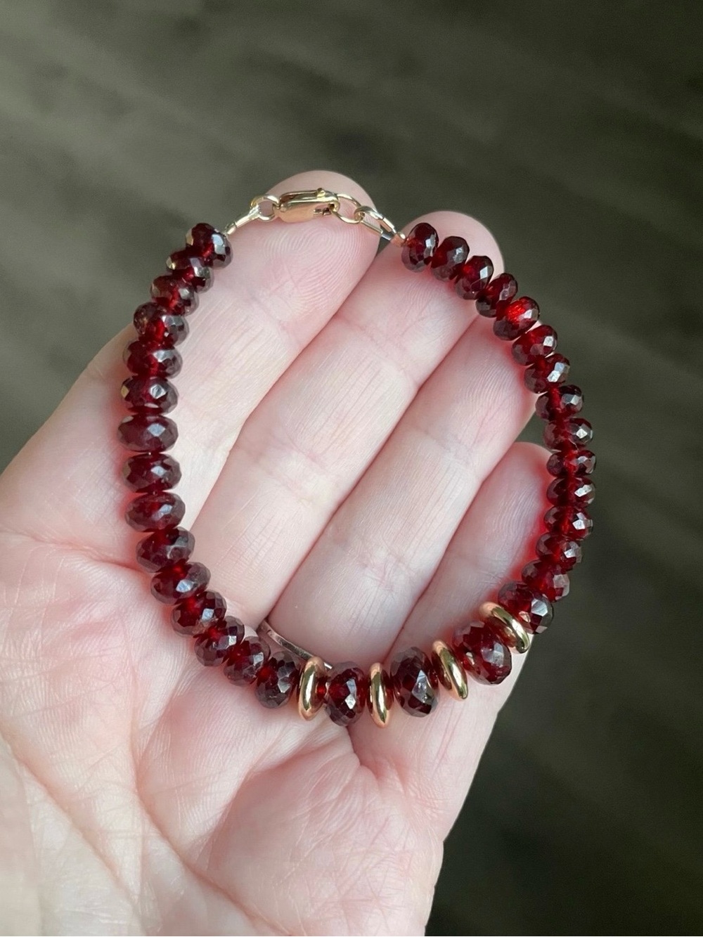 Handcrafted Faceted Garnet Bracelet